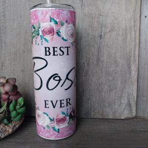 Best Boss Ever Printed Long Skinny Flask