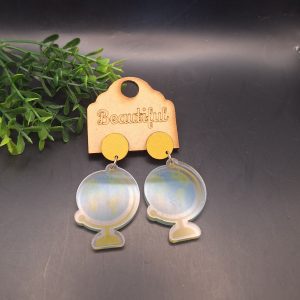 Yellow & Blue Printed Globe Earrings