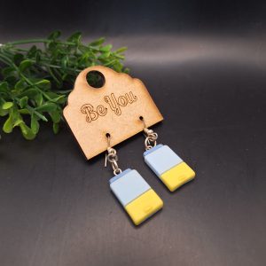 Yellow & Blue Filing Cabinet – Drop Earring