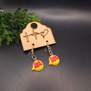 Yellow & Pink KA Message Bubble Cartoon Drop Earring