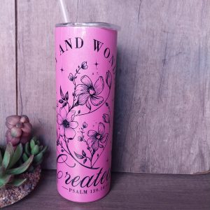 Fearfully & Wonderfully Created – Printed Long Skinny Flask