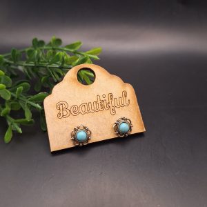 Vintage Style Flower With Turquoise Stone stud