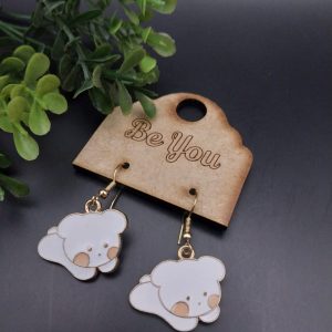 White Charm Teddy -Earrings
