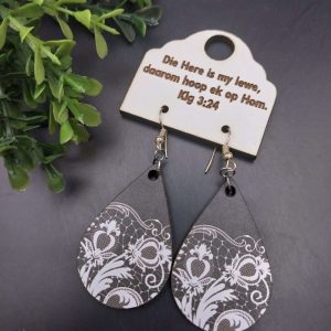 White & Black Mandala Printed Earrings