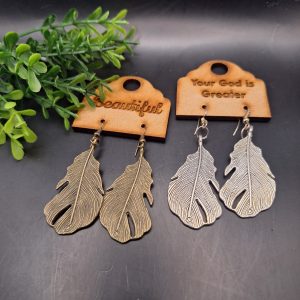 Antique Large Feather Drop Earrings