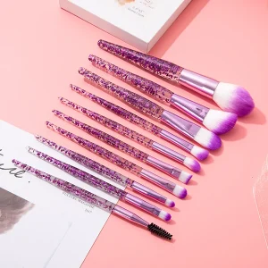 10pcs Clear Crystal Quicksand Makeup Brush Set