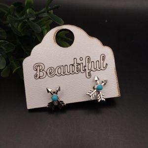 Two Crossed Arrows With Turquoise Stud Earrings