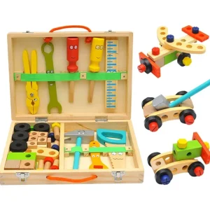 Wooden Toolbox DIY Construction Tool Set