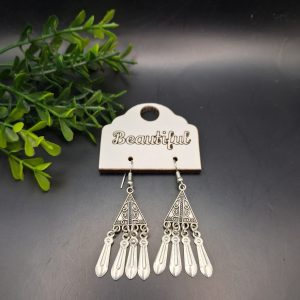 Triangle Gypsy Earring With Leaf Shape Charms